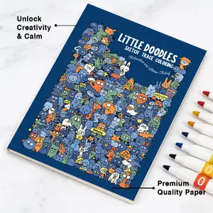 3000+ Cute & Trendy Doodle Tracing Coloring Book, All Designs Available - A4/A5/Pocket Size, Single-Sided Print Woodfree Paper, Line Art Trace & Draw Workbook for Kids Teens Adults, Stress Relief & Art Therapy Activity, Viral TikTok Relaxation Gift