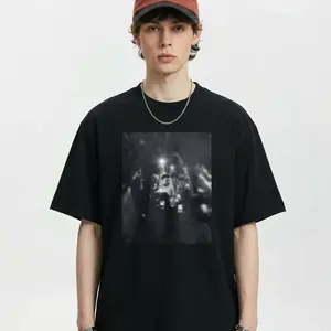 "Moody Night Party Graphic Tee - Premium Black&White Oversized Streetwear T-Shirt"
