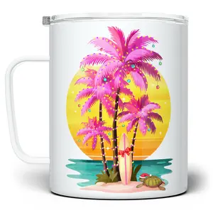 LOFTIPOP Tropical Surf Sunset Holiday Mug, Coastal Christmas Gifts, Designed and Printed in the USA by Loftipop