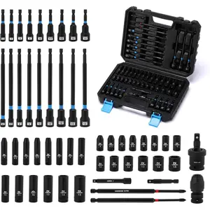 52 count Socket Set &  Nut Driver Set, 1/4" Dr. Deep & Shallow  Sockets (4mm-15mm), 1/4" Hex Shank Nut Drivers (6mm-14mm), Quick-Release Hex Converter, Storage Case