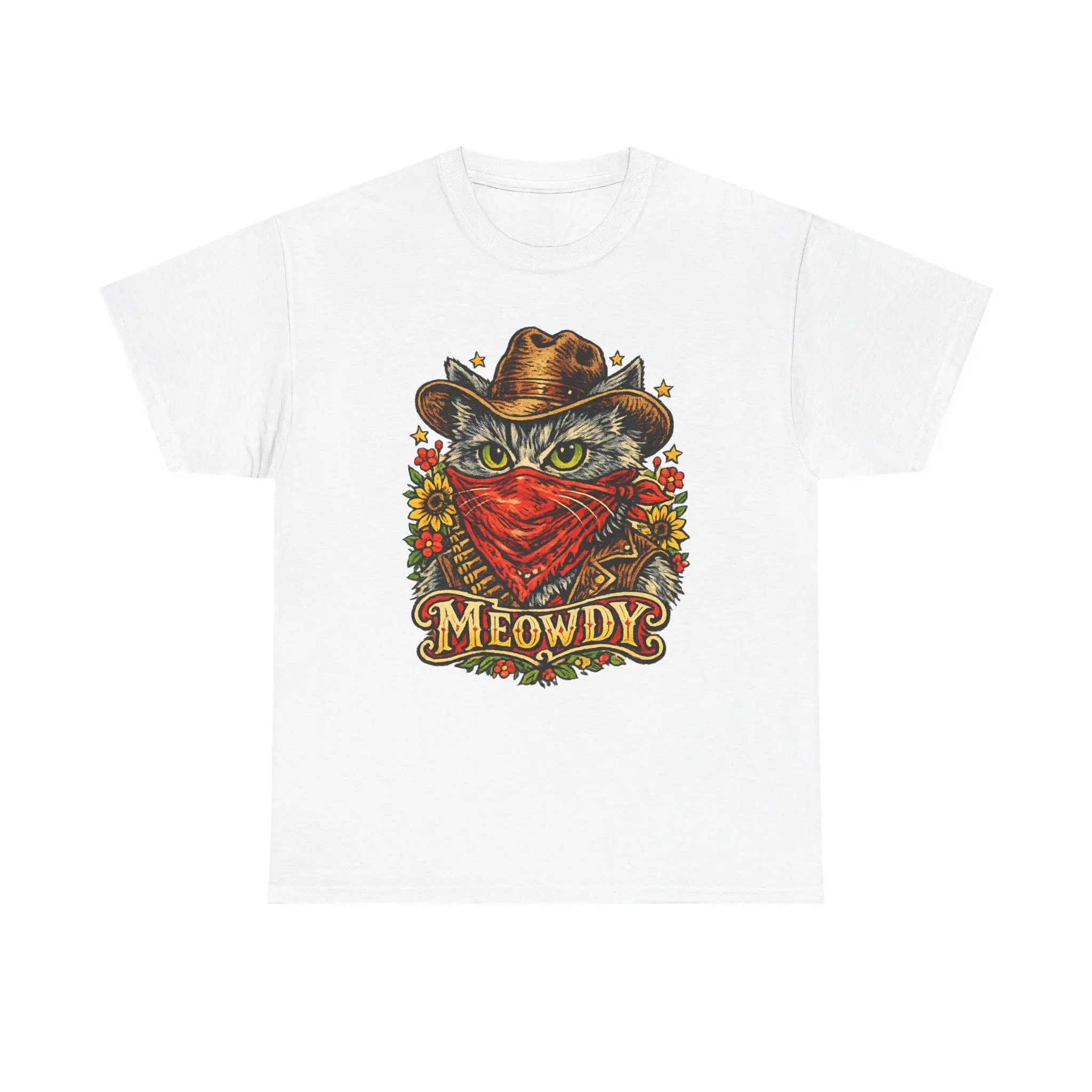 Meowdy Cowboy Cat T-Shirt | Funny Western Cat Graphic Tee for Cat Lovers