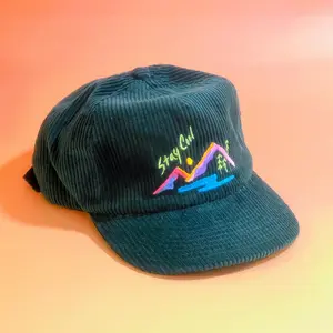 Stay Cool 5-Panel Corduroy Hat Embroidered Snapback Cap Adjustable Cap
