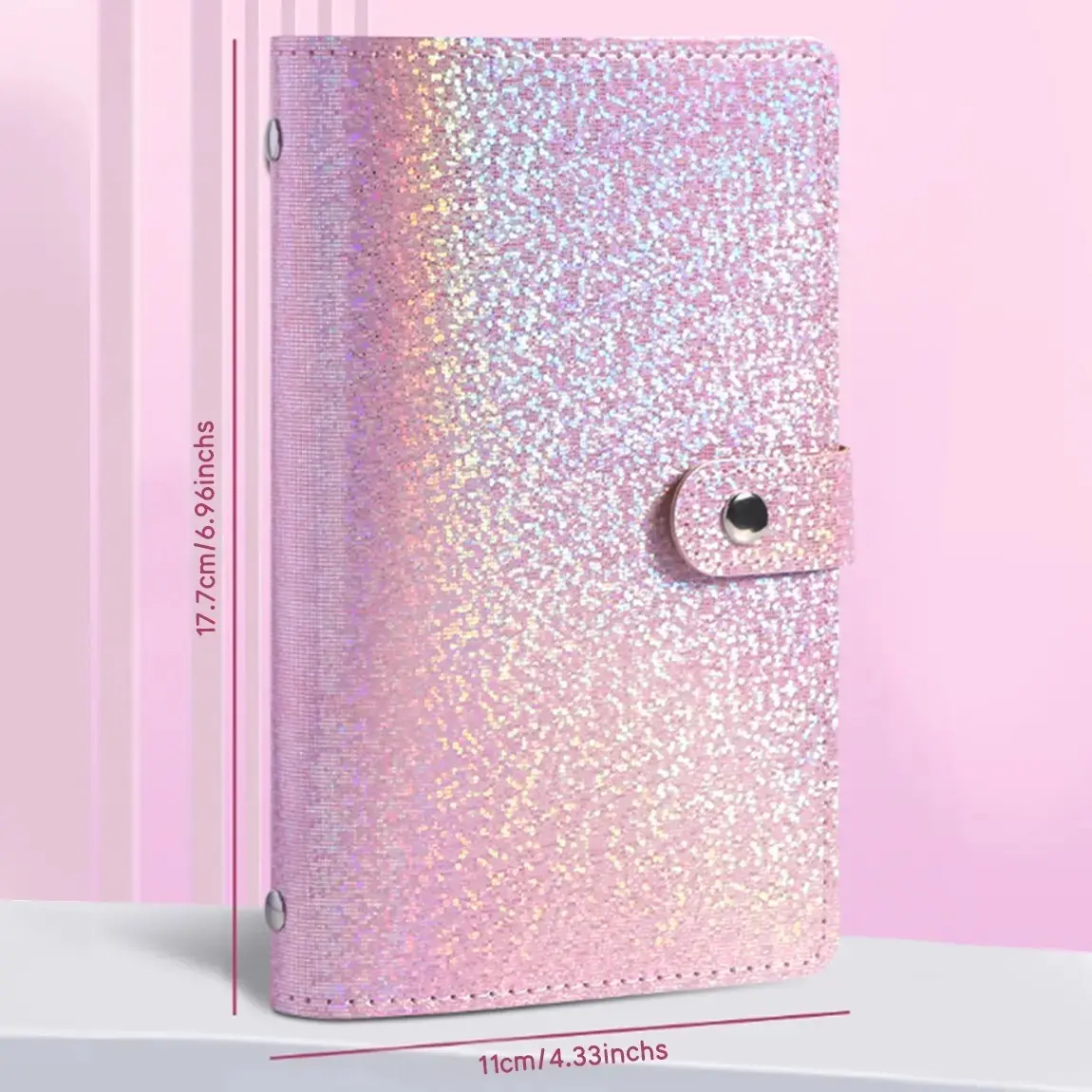 Glitter Bling Checkbook Cover for Girl Women, Shiny Rhombus Pattern RFID Blocking PU Leather Standard Register Check Book Case for Personal Checks with Pen Holder & Divider, Diamond Pink