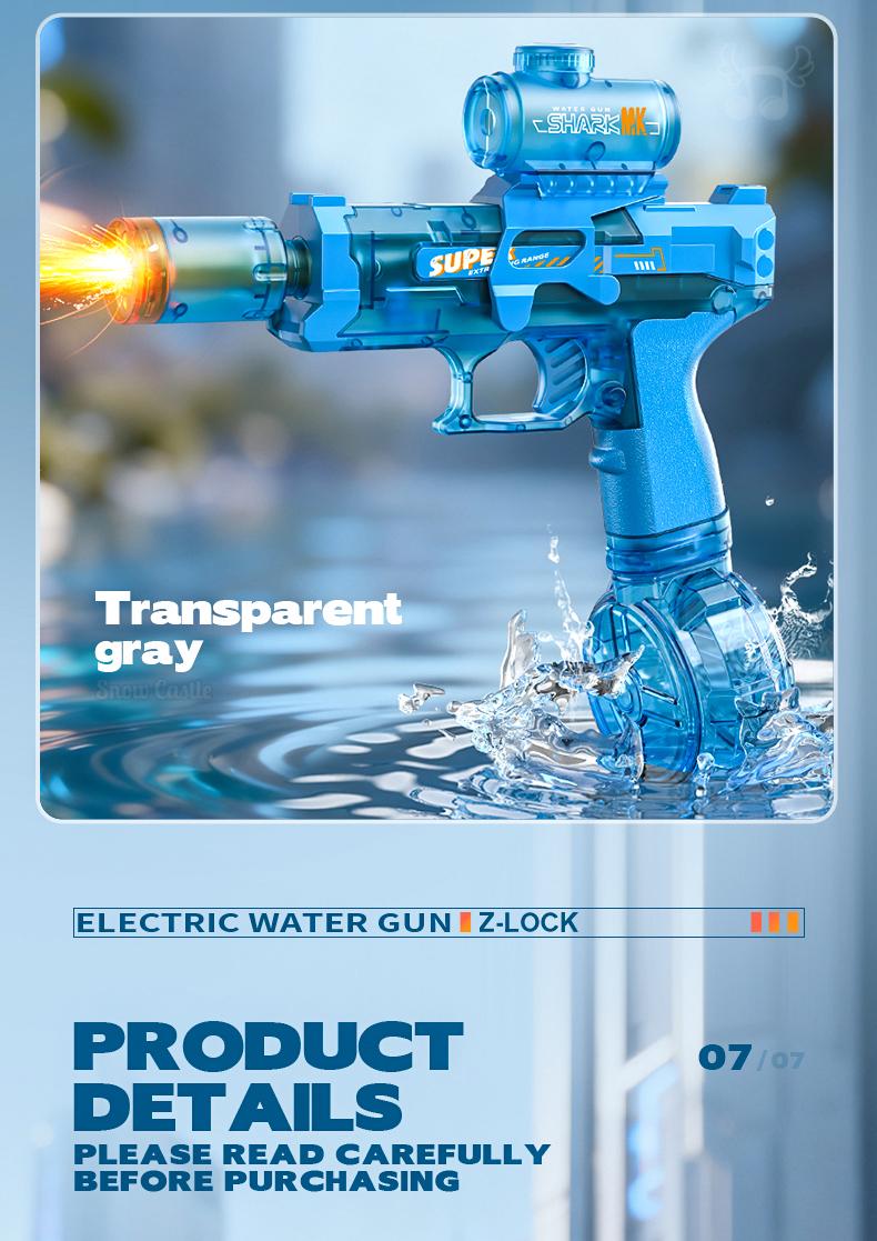 Tactical Automatic Water Gun with LED Light-Up Muzzle, 32+ FT Long Range Powerful Squirt Gun, High Capacity Battery Powered Blaster for Summer Battles & Outdoor Fun Adults & Kids