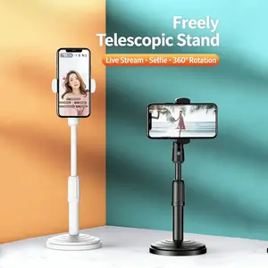1 Pack Minimalist Desktop Phone Stand | Adjustable & Rotatable, Multi-Function Stable Support | 360° Rotating Clamp & Height-Adjustable Pole | Perfect for Live Streaming, Video Watching, Students, Office & Home Use Cell Phone Stand