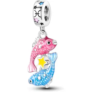 Zodiac Sign Charms for Bracelet Necklace 925 Sterling  Charm 12 Constellation/Horoscope  Dangle Birthstone Beads, Birthday  Gifts for Women Men