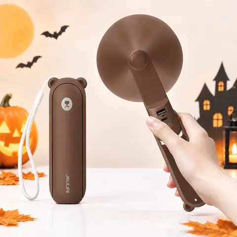 JISULIFE Handheld Portable Personal Cooling Fan - 3-in-1 USB-A Fan, 4500mAh Rechargeable Portable Charger, LED Flashlight - Mini Travel Gadgets, Useful Gifts for Halloween, Thanksgiving, Christmas, Birthday Gifts for Women Men