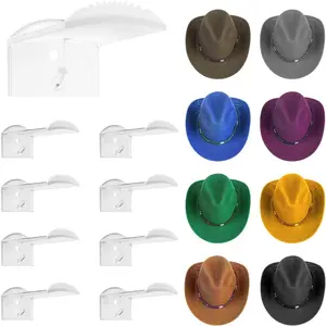 3.0 Inch Wall Hat Hooks (8 Pack) – Strong Adhesive Cowboy Hat Rack with Anti-Slip, Multi-Purpose Hook for  Accessories, Minimalist Hat Organizer, Western Room Décor – Clear