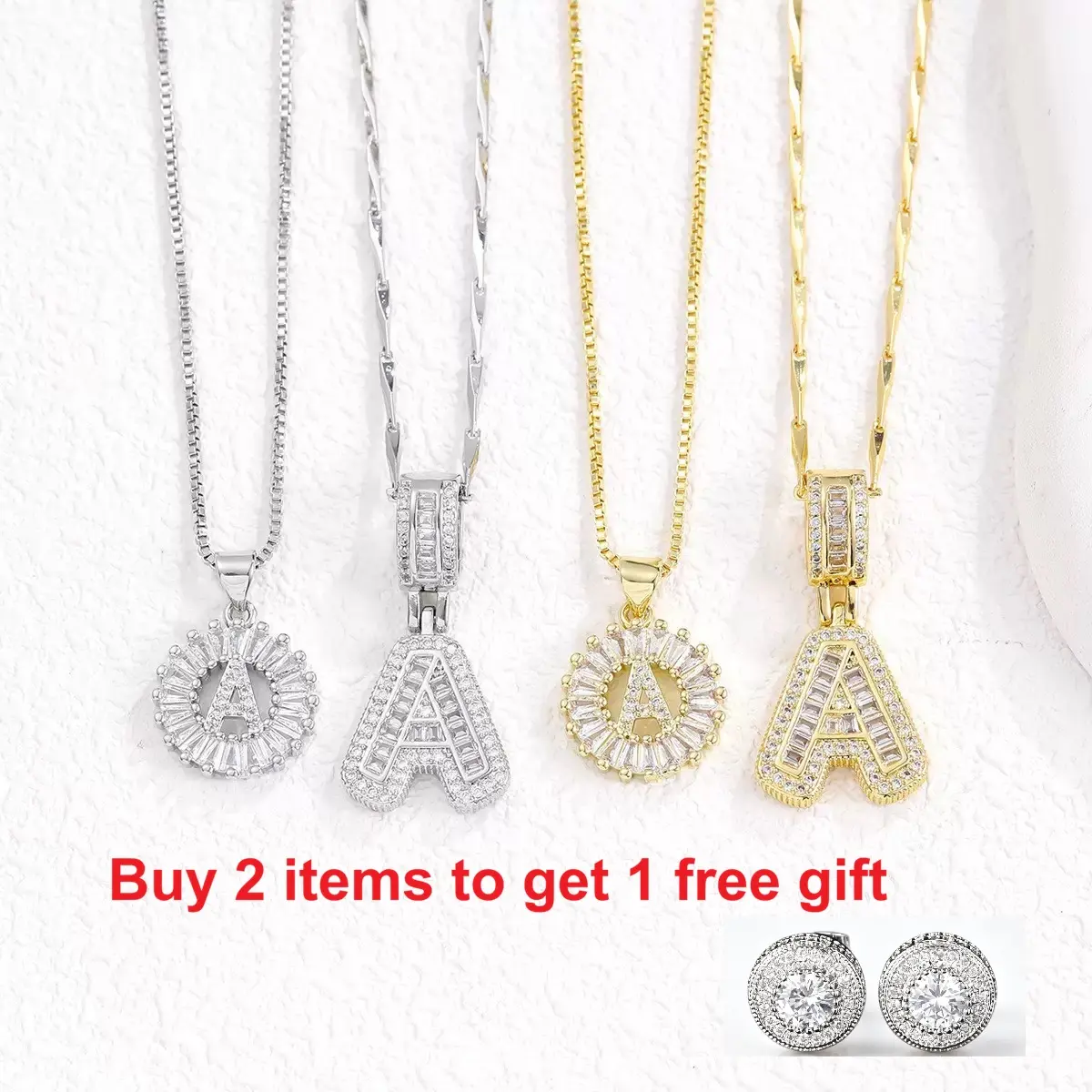 2 Pack Initial Necklaces Letter Pendant Necklaces 14K Gold Plated Alphabet Necklaces with Adjustable 17''-19'' Chain for Women for Parties /  holiday /Christmas/Birthdays / Valentine/ birthday / Mother's Day gift. Adjustable Length outdoorfun