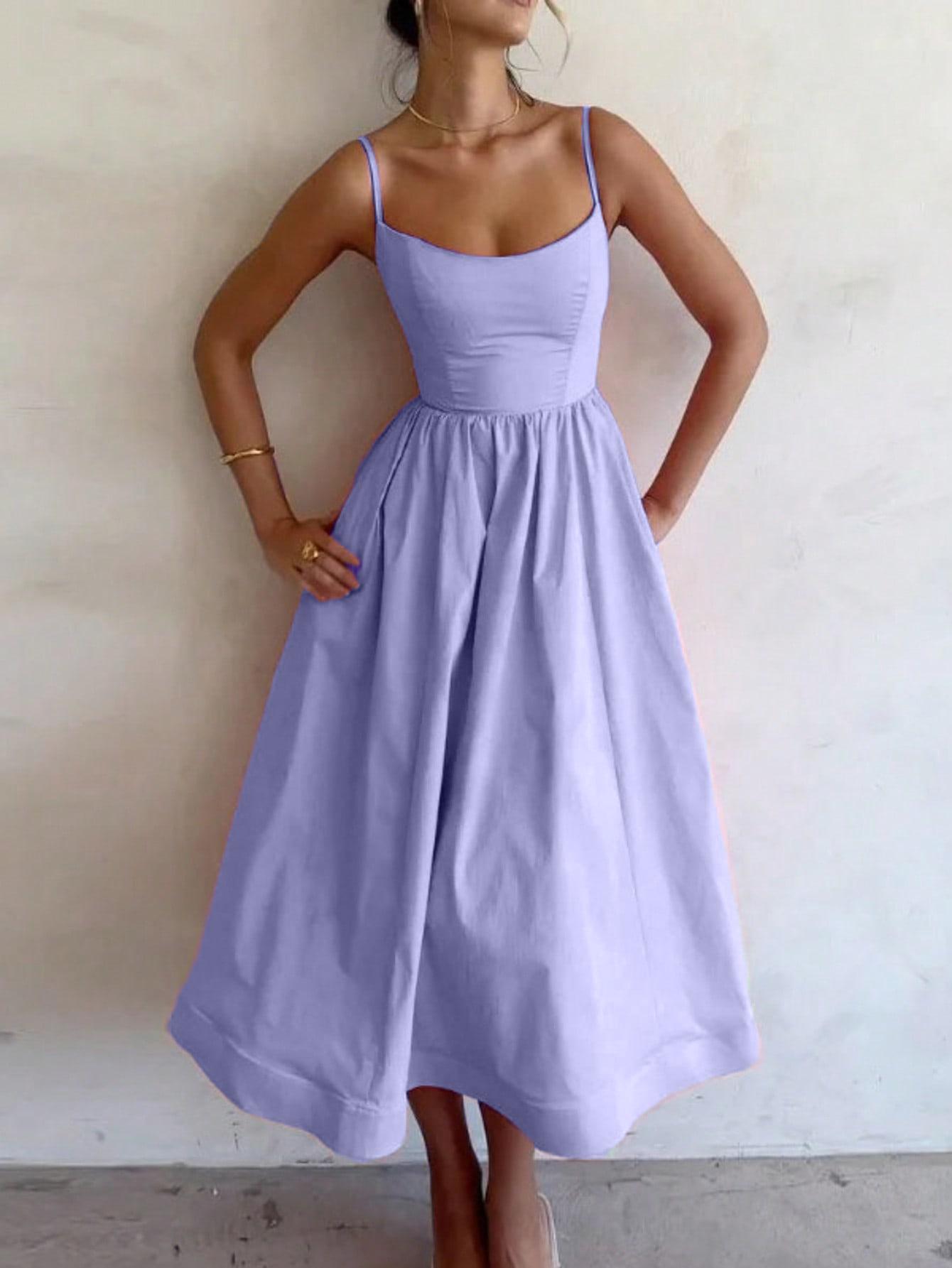 Women's Summer Casual Maxi Dress Summer Sundress Casual Spaghetti Strap Swing A Line Long Flowy Beach Dress Cute Dresses