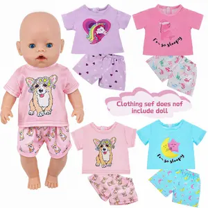 DEARBEI  Fun Girl Doll Clothes,4 Set 16-18 Inch Baby Doll Clothes and Accessories -Doll Animal Outfits Gift-Tops and Pants