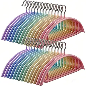 Unbreakable Non Slip PVC Hangers - Pack of 28 - Sweater Hangers No Shoulder Bump, Durable, Slim & Space Saving - Perfect for Coats & Everyday Use - Colorful Rainbow Clothe Hanger for Organized Closet