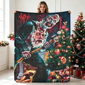 Horror Movie Flannel Blanket, Ultra Soft Micro Fleece Cozy Throw for Adults Kids, Air-Conditioning Blanket for Bed Couch Chair Living Room, Halloween Decor Gift