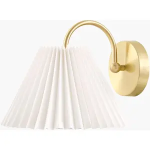 White Traditional Wall Sconce with linen details for hallway or bedroom lighting