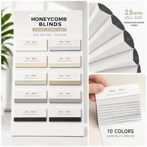 Honeycomb Blinds Color Sample Set 25mm Cellular Shades Fabric Swatches for Custom Window Treatments No-Drill Installation Cordless Design with 10 Curated Colors for Easy Color Selection