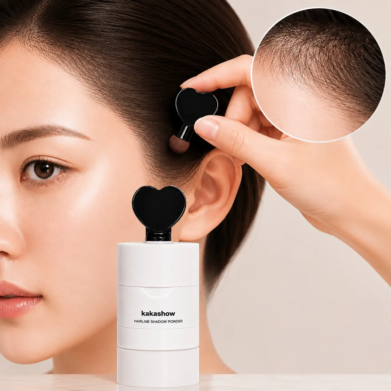 Instant Hairline Shadow Powder Contour Stick with Dual Sponge Applicator, Waterproof Sweatproof Hair Root Touch Up & Scalp Filler for Thinning Hair