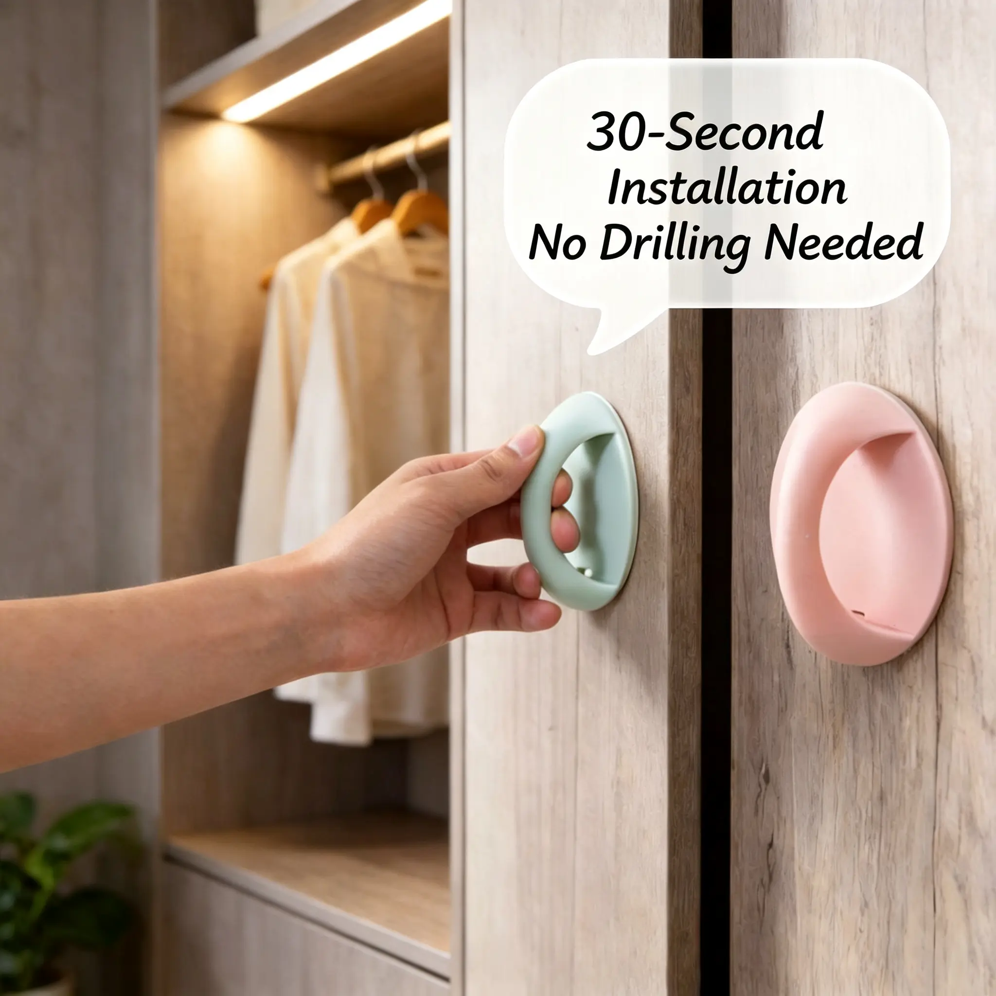 Self-Stick Instant Cabinet Door Window Drawer Handle Helper,Auxiliary Kitchen Cabinet Door Window Handle,Convenient Opening Stick-on Handles-Round