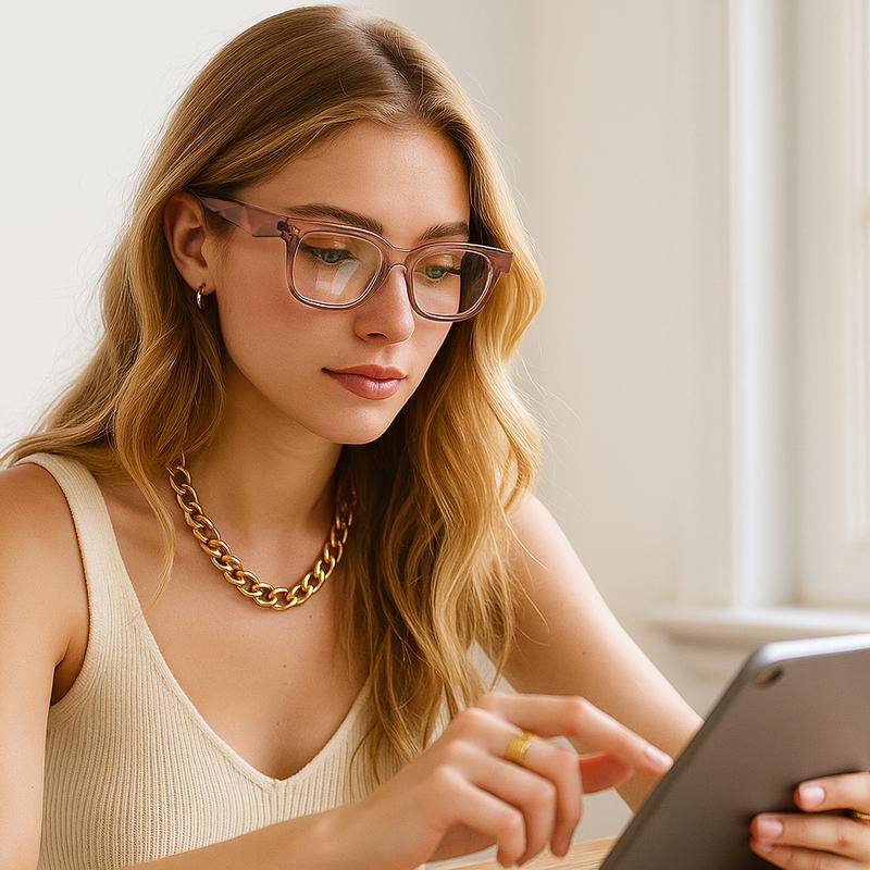 Kimorn Women's Anti-Blue Light Reading Glasses Christmas gifts Unisex Square Frame for Eye Fatigue & UV Protection - High Quality Durable Eyewear