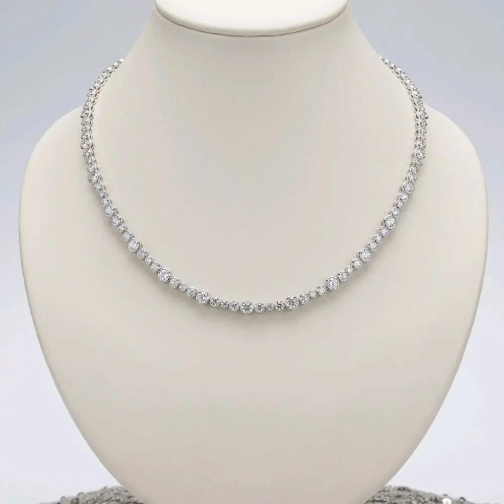 Mosonite Bezel Pendant - Elegant Necklace with Sparkling Stones, Perfect for Special Occasions