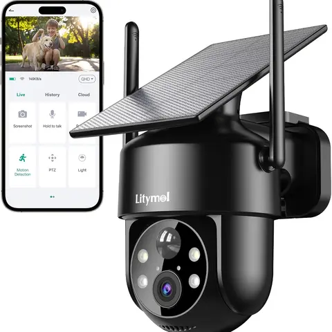 Wireless Outdoor Solar Security Camera - 2K 360° View, Adjustable, Waterproof IP65, AI & PIR Motion Detection, Color Night Vision, 2-Way Audio Speaker, Spotlight Siren Alarm, SD/Cloud Storage, Cordless Smart Home Gadget with Easy Installation