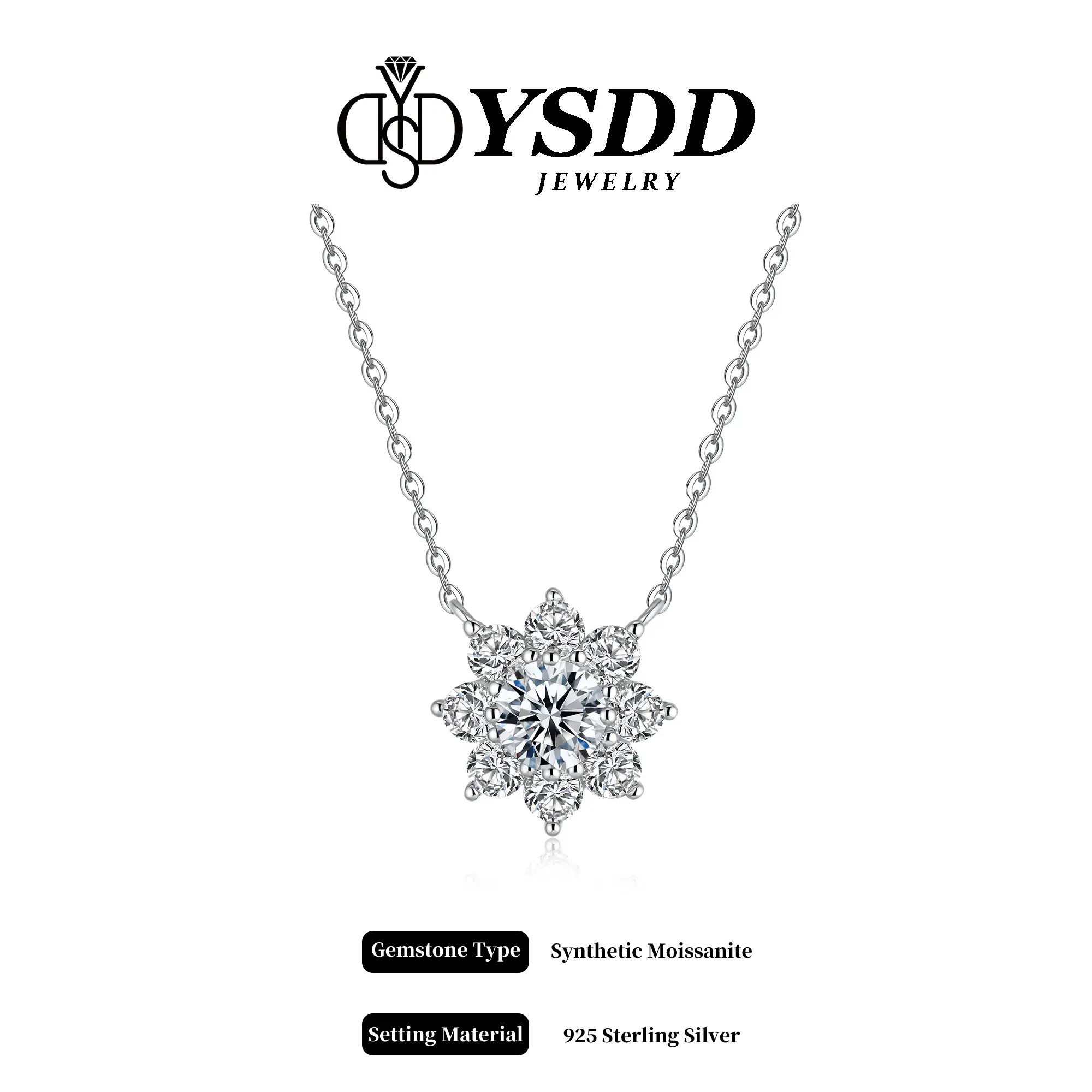 【6.27 You are my Sunshine】1-2CT Brilliant Sunflower Necklace total vvs Synthetic Moissanite Necklace in 925 Sterling Silver