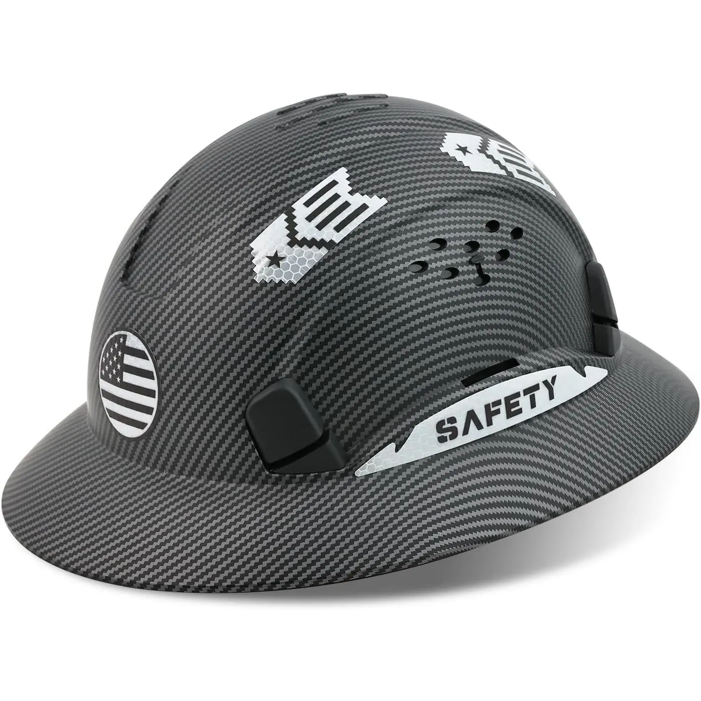 Lightweight HDPE Safety Helmet, Full Brim Vented Design with 6-Point Suspension & Accessory Slots, Reflective Details to Reduce Collision Risks