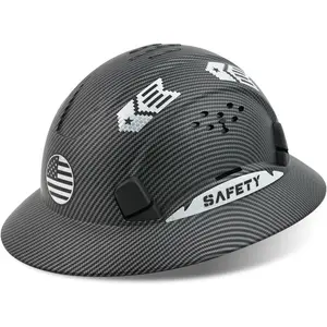 Full Brim Hard Hat, Vented Construction Hard Hat with 6 Point Suspension, Adjustable Ratchet Knob, Sliding Vent, Hi-Viz Reflective Stickers, Work Helmet for Men Women