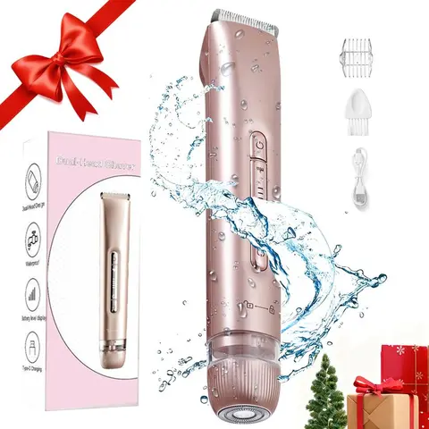 Cordless Rechargeable Shaver - 2-in-1 Waterproof Personal Care Gadget with Dual Heads for Smoothing Facial/Body, Armpit/Legs Hair Removal