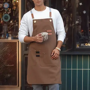 Chef Apron with Pockets for Men and Women, Kitchen Cooking Apron, Restaurant Work Apron, Artist Painting Shop, Garden Cafe