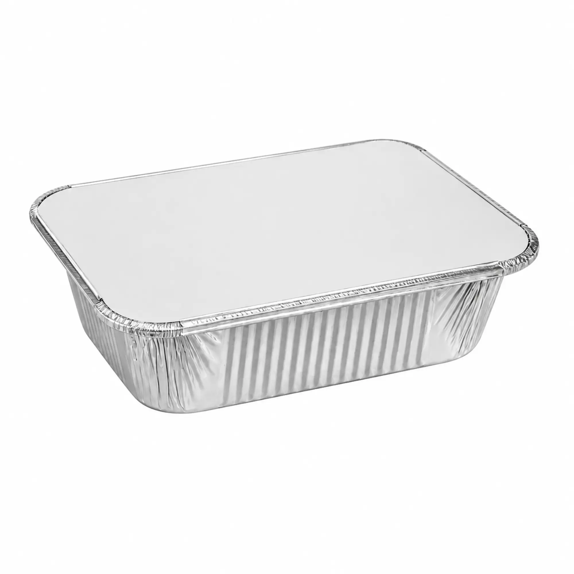 VeZee 1Lb Oblong Aluminum Pan with Board Lid - 5.5" x 4" Disposable Foil Food Container - Heavy Duty Aluminum Baking Tray - Oven Safe Meal Prep Takeout Storage Catering BBQ Party Kitchen Cookware