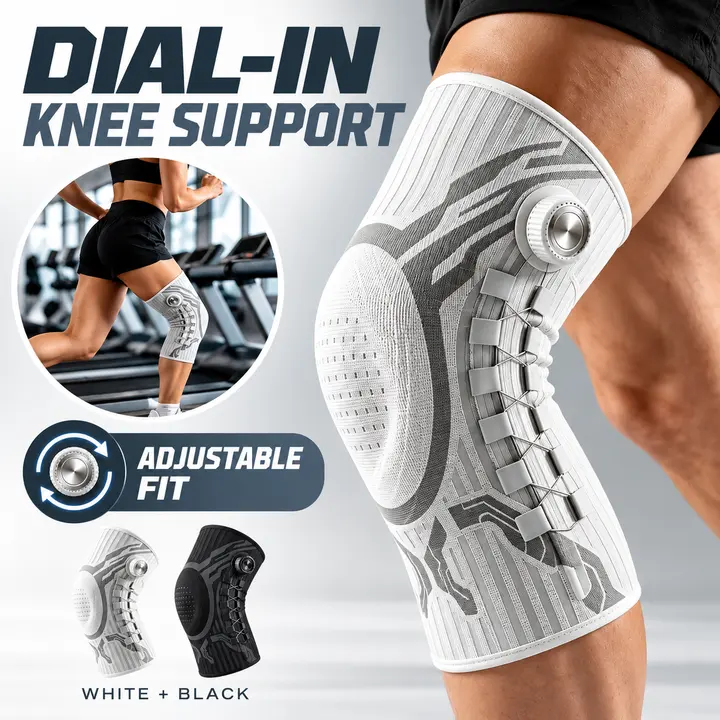 Breathable Adjustable Knee Brace for Men - Sports Knee Sleeve with Precision Dial, Patella Gel Pad, Dual-Side Stabilizers, Non-Slip Knit for Running, Cycling