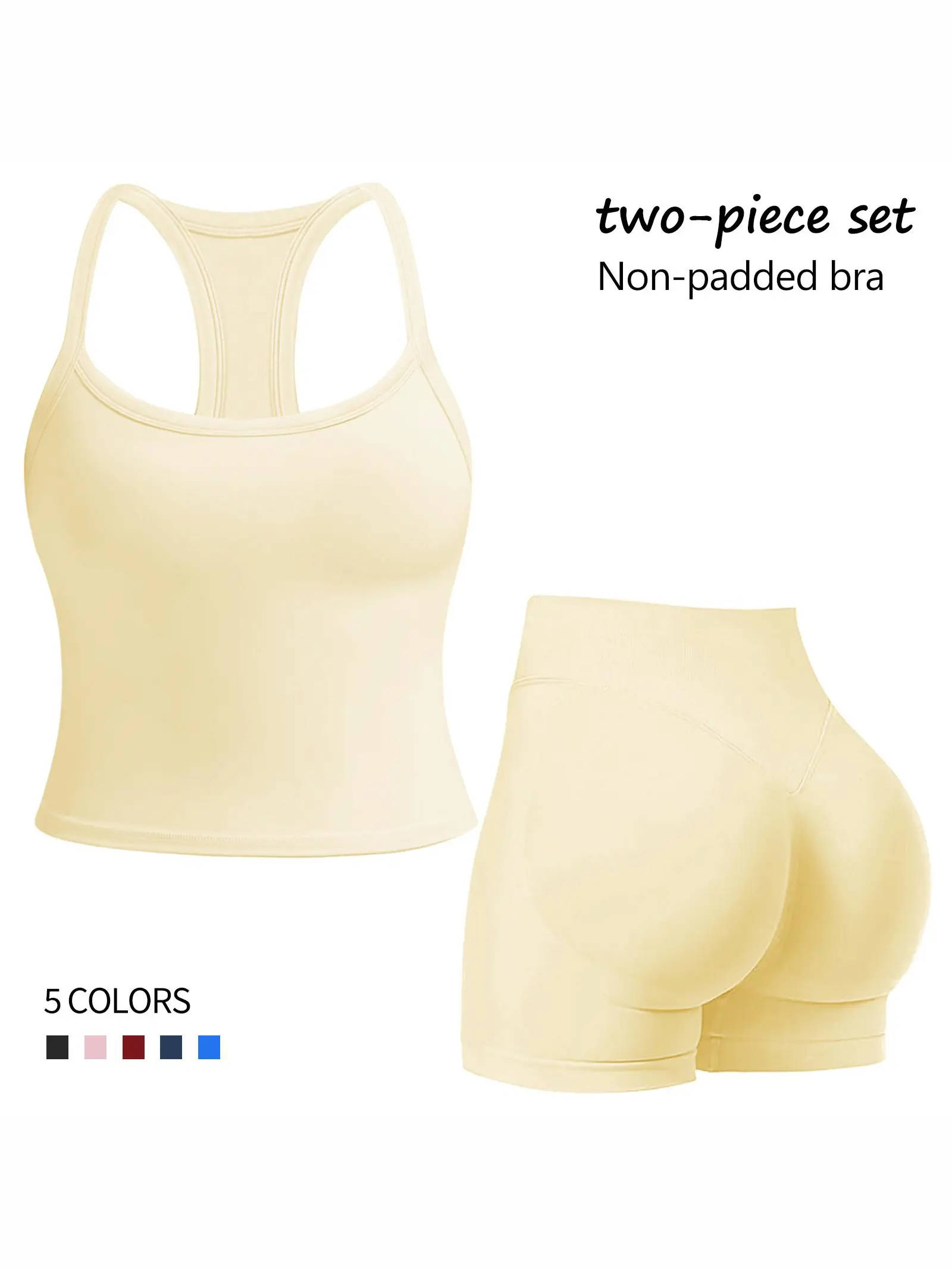 Jetjoy 2 Piece Workout Sets,Gym Sets for Women 2 Piece Racerback crop tank tops (Non-Padded Top) High Waisted Biker Gym Shorts Yoga Outfits Workout Tracksuit pilates summer outfit summervibes