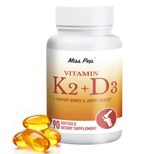 MissPep Vitamin D3-K2 Dietary Supplement, 5000IU D3 & 100 mcg K2 MK-7, Supports Bone, Teeth & Muscle Health, Healthcare Formula