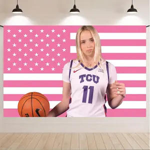HaileyVan Lith Tapestry with Pink American Flag Background, Sports Wall Decor for Bedroom Dorm Room, Polyester Fabric