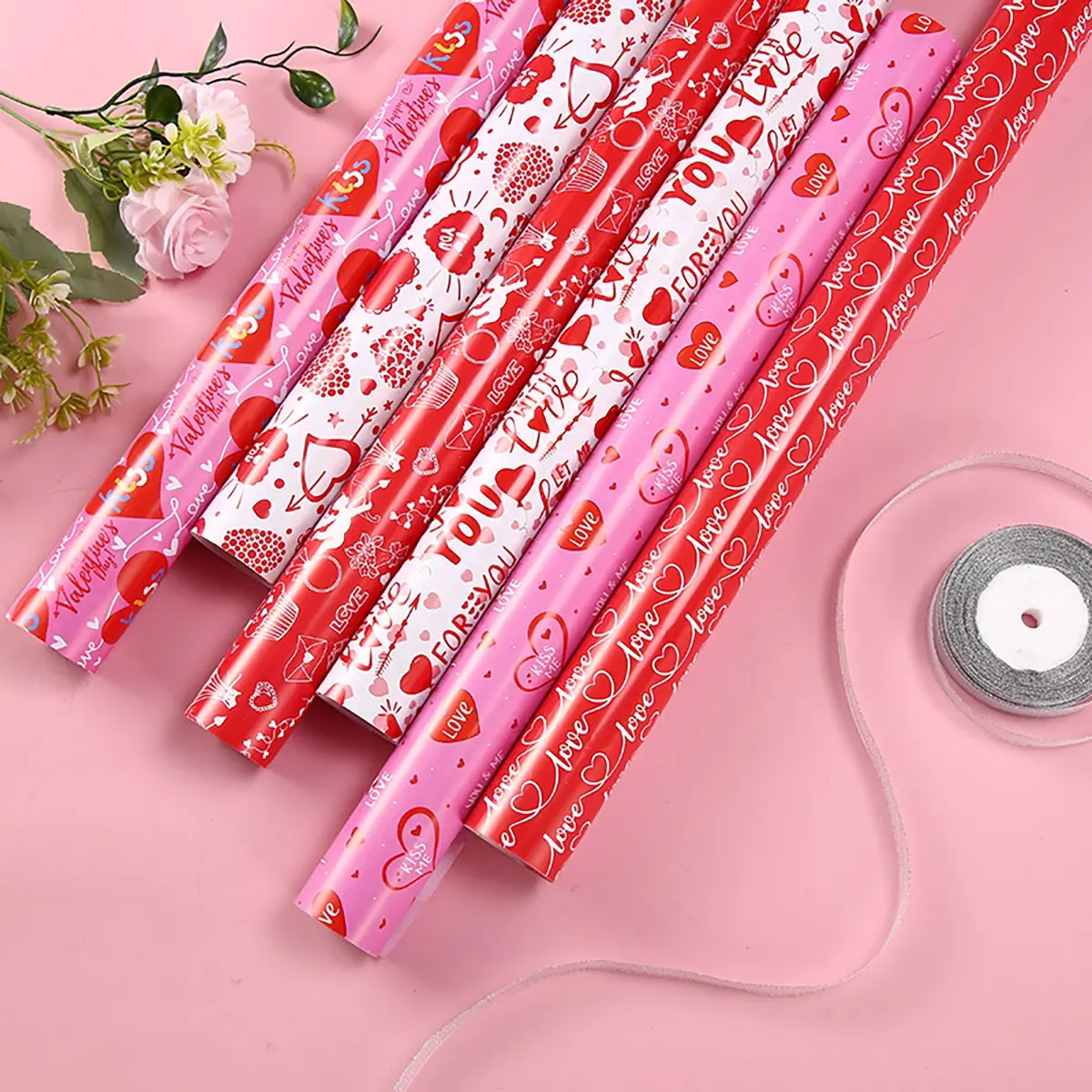 3 Sheets/6 Sheets Valentine's Day Gift Wrapping Paper, Heart and Love Patterns, High-Quality Paper, Perfect for Wedding Gifts, Holiday Decorations, Birthdays, Gift Wrapping Supplies