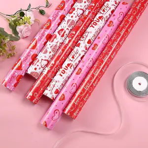 3 Sheets/6 Sheets Valentine's Day Gift Wrapping Paper, Heart and Love Patterns, High-Quality Paper, Perfect for Wedding Gifts, Holiday Decorations, Birthdays, Gift Wrapping Supplies