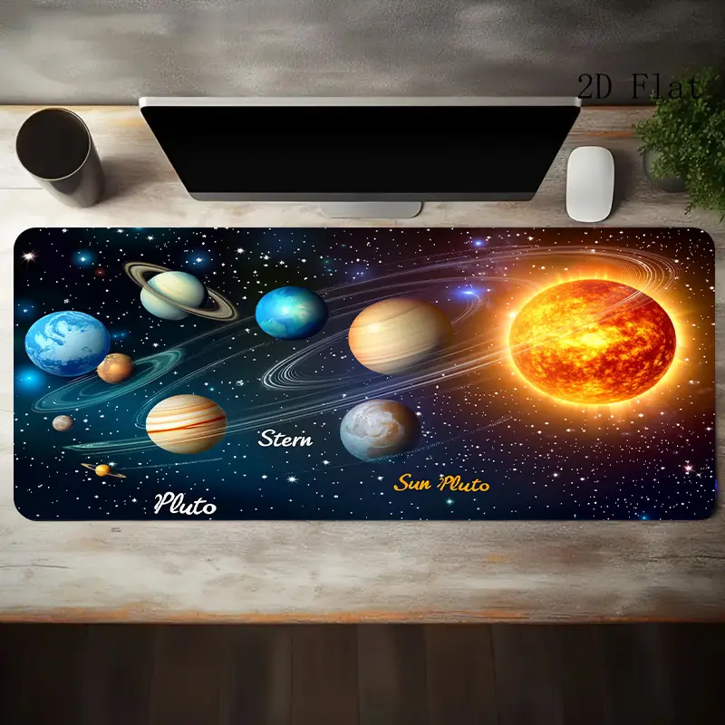 High Quality Large-Sized E-Sports Gaming Mouse Pad Featuring Solar System Planet And Space Science Patterns, Non-Slip, Washable Rubber Bottom, Large Desk, Office Desk Accessory, Computer Decoration Accessory, Desktop Decoration