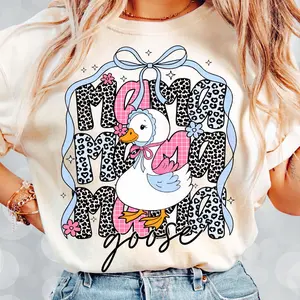 Floral Mama Goose TShirt, Mama Goose Shirt, Mothers Day Png Shirt, Floral Mama Tee Comfort Fit New