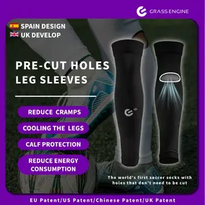 Football Leg Sleeves for Men and Women, Pre Cut Breathable Hole Soccer Sleeve Socks, Sock Sleeves