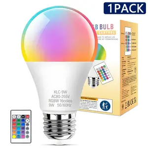 Kaotile RGB LED Light Bulb E27, 9w Adjustable Colors with Remote, Ideal for Home Decor and Parties, Standard Edison Base, Led Atmosphere Lights