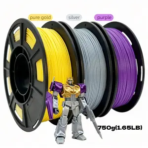 Single-color PLA silk filament, 250 grams per roll, net weight (0.55LB), suitable for FDM 3D printers, 1.75mm silk PLA 3D printing material, three rolls of 750 grams (1.65LB) print