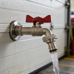 1pc 1/2 Faucet for Balcony Mop Pool, Washer Outlet, Car Wash Outdoor Spout, Quick Open Butterfly Handle Alloy Nickel Plated Rustproof Faucet