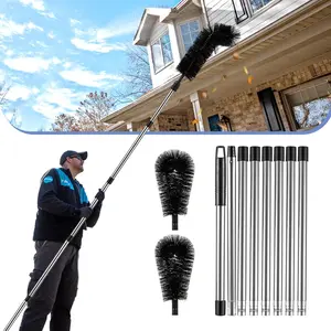 10.5FT Adjustable Gutter Cleaner - Extendable Rain Gutter Cleaning Tool for Leaves & Debris, No Ladder Required, Durable Brush Attachment, Lightweight Ergonomic Handle, Easy Storage & Maintenance