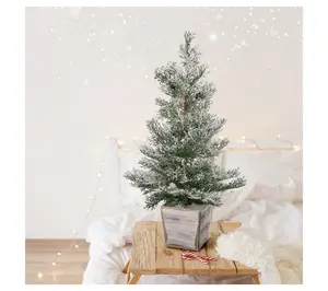 26" Frosted Cedar Tree In Wood Planter by Valerie