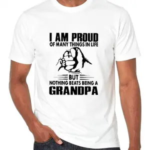 Proud Of Many Things In LifeNothing Being A Grandpa Monogrammed T-Shirt 100% Heavy Cotton T Shirt