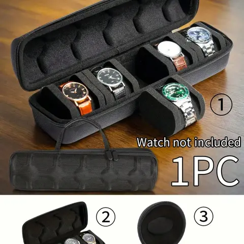 1/3/5-Slot Travel Watch Box, Portable Watch Storage Bag with Soft Foam Pillow & Handle, Hard Shell Watch Case for Men & Women, Watch Protector, Wristwatch Storage