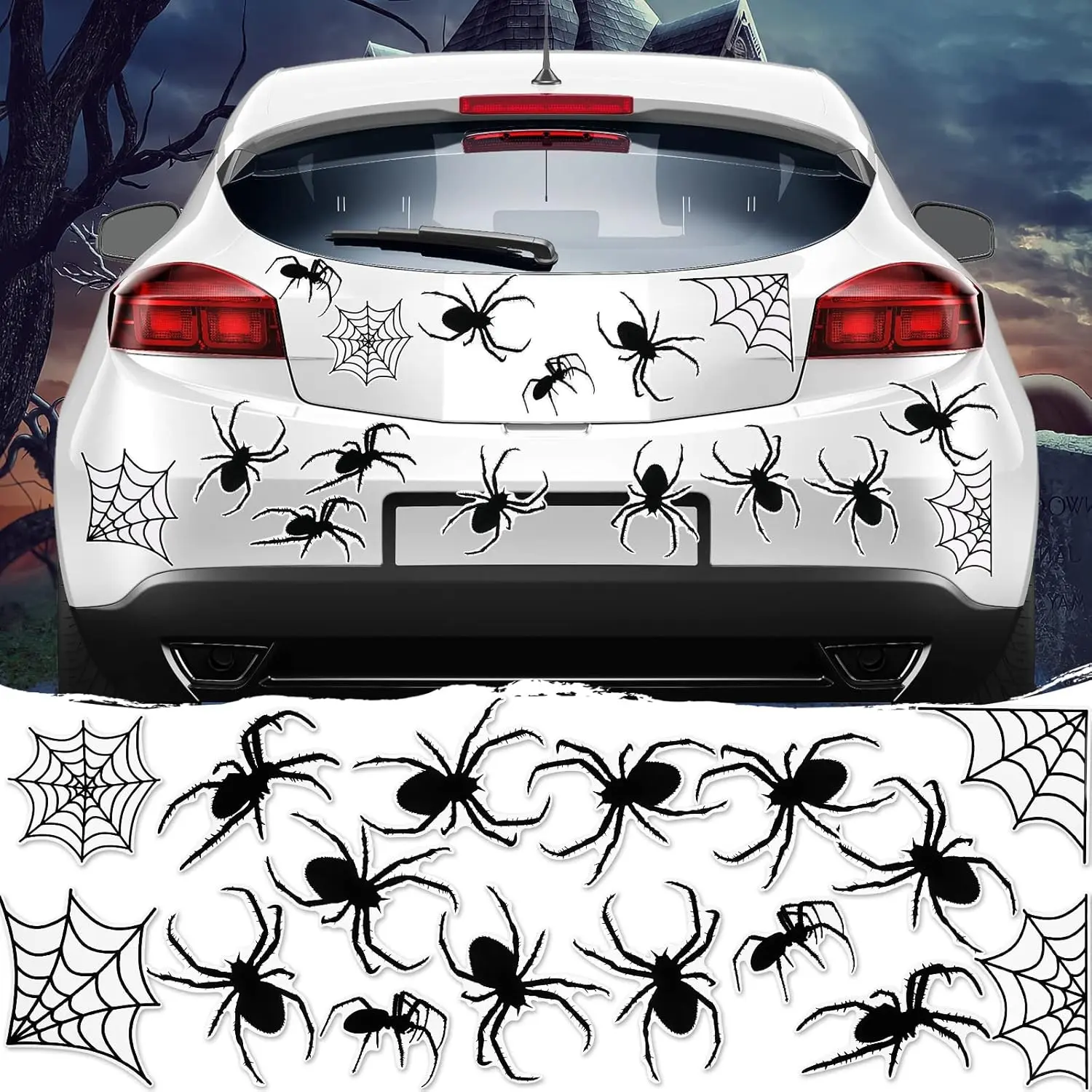 16 Pcs Halloween Spider Car Magnets Automotive Spider Web Magnet Stickers Spider Refrigerator Magnets Fridge Locker Accessories Decorative Magnets for Car Refrigerator Garage Door Mailbox Decor