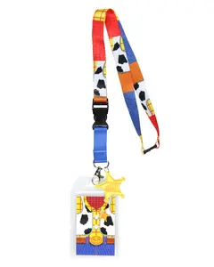 Disney Toy Story Cowboy Woody Lanyard with Clear ID Badge Holder and 2" Sheriff Badge Rubber Charm