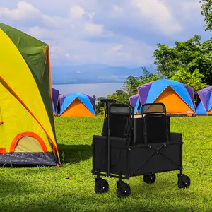 Foldable Wagon Cart, One-Pull Easy Collapse Beach Wagon, Effortless Folding Utility Cart, 330LBS Heavy Duty All Terrain Wheels