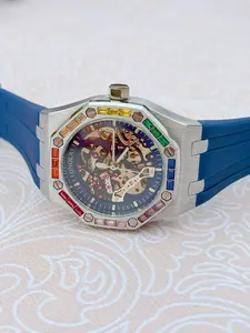 Onola Brand Fashion Men's Automatic Mechanical Watch, Polygon Design, Self-Winding, Hollow Waterproof, High Quality, Perfect Gift, Self Winding Watches